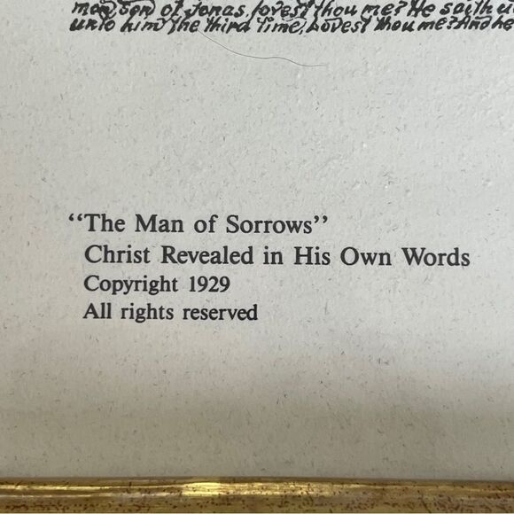 Rare Framed Man Of Sorrows Jesus Scripture Art Print Gold Framed Art 17” x 21.5” - Picture 9 of 14
